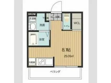 Pスマイルカーサバラ公園(ワンルーム/1階)の間取り写真