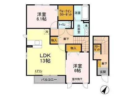 ボヌールA(2LDK/2階)の間取り写真