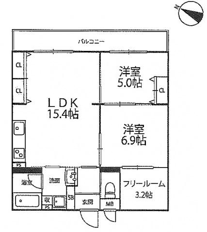 インサイトルポ山科新十条(2SLDK/2階)の間取り写真