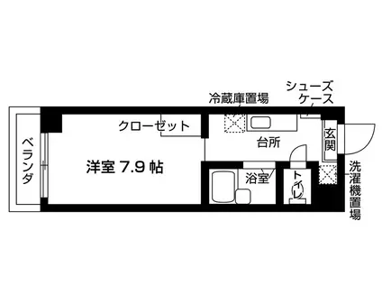 バウスクロス千葉(ワンルーム/8階)の間取り写真