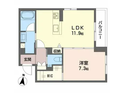 マグノリア上杉(1LDK/3階)の間取り写真