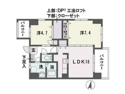 ティサージュ平尾(2LDK/11階)の間取り写真