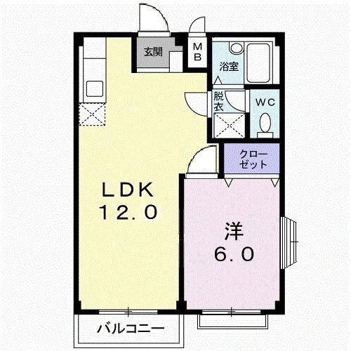 エルディム鈴木(1LDK/2階)の間取り写真