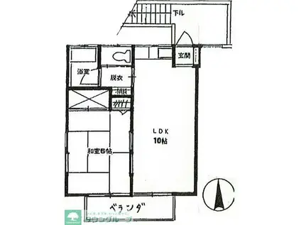八幡Sハイム(1LDK/2階)の間取り写真