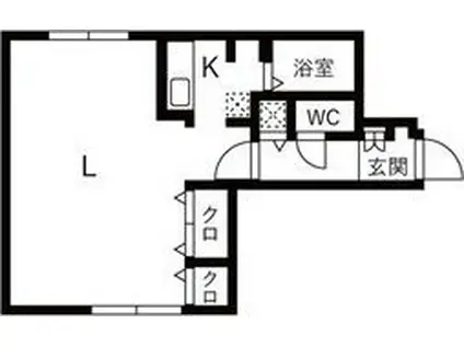 MODULOR南円山(1K/4階)の間取り写真