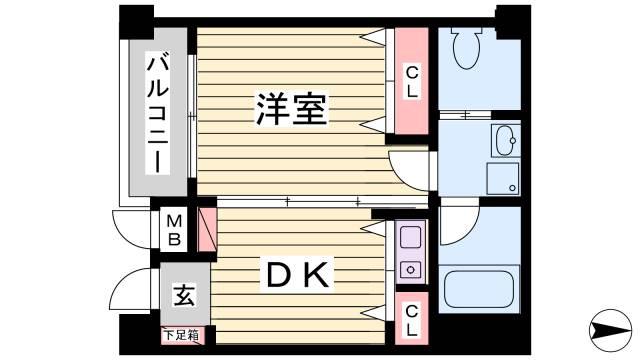中野ビル(1DK/5階)の間取り写真