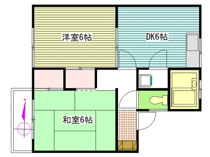 ドミールフィーロI(2DK/1階)の間取り写真