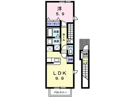 アプローズI(1LDK/2階)の間取り写真