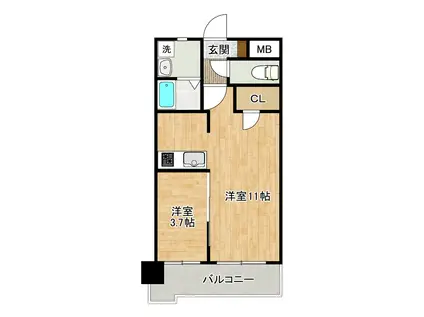 白銀マンション(1LDK/4階)の間取り写真