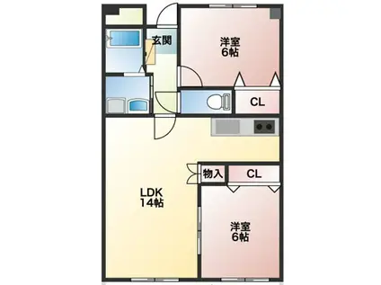 ルネス津福(3LDK/6階)の間取り写真