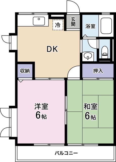 コーポタカダB(2DK/1階)の間取り写真