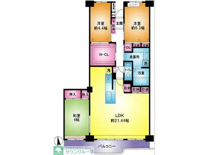 越谷ファミリータウンD棟(3LDK/4階)の間取り写真