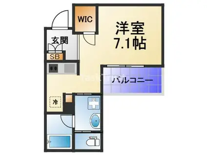 ウェルスクエア都島(ワンルーム/1階)の間取り写真