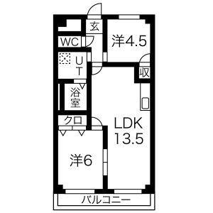 メゾン志野(2LDK/3階)の間取り写真