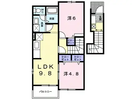 サンクレメントA(2LDK/2階)の間取り写真