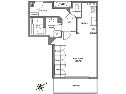 ザ・タワーグランディア(1DK/8階)の間取り写真
