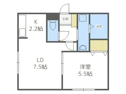 A BOND月寒西(1LDK/1階)の間取り写真