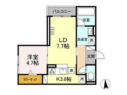 ヴィラパルム(1LDK/1階)の間取り写真