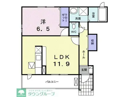 アムールD(1LDK/1階)の間取り写真