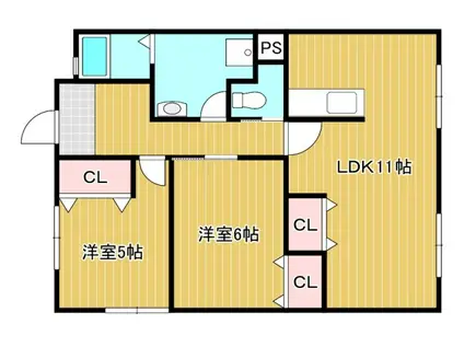 第2眉山マンション(2LDK/2階)の間取り写真