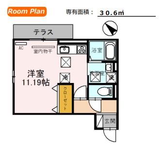 CIEL BLUE MORIYAMA(ワンルーム/1階)の間取り写真