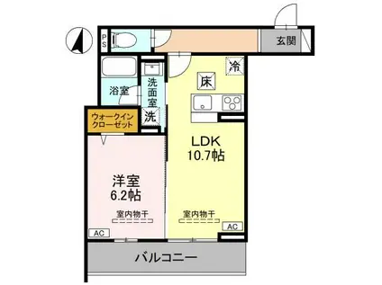 TORISIAS ゆいの杜6丁目 B棟(1LDK/1階)の間取り写真