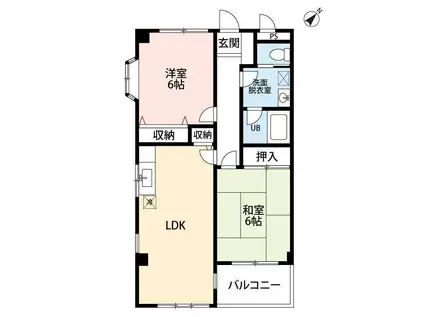 クオーレ都町(2LDK/2階)の間取り写真