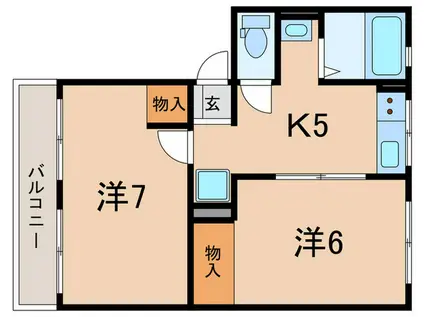 ソファレ美苑(2K/2階)の間取り写真