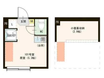 ハーモニーテラス柳原VII(ワンルーム/1階)の間取り写真