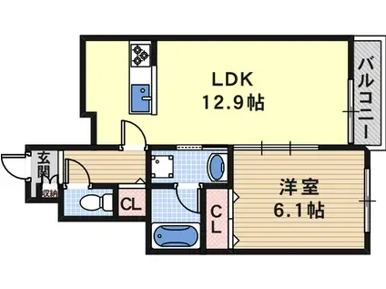 サザンテラスソレアード(1LDK/1階)の間取り写真