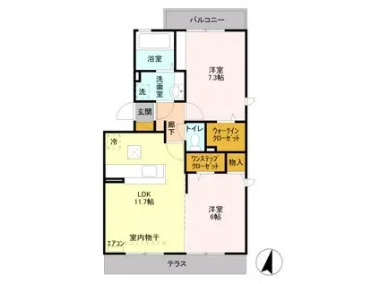 ウィンクルムII(2LDK/3階)の間取り写真