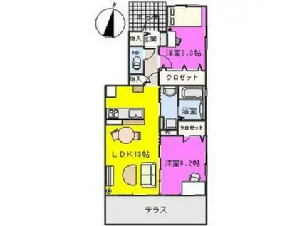 ルヴニールメゾン(2LDK/3階)の間取り写真