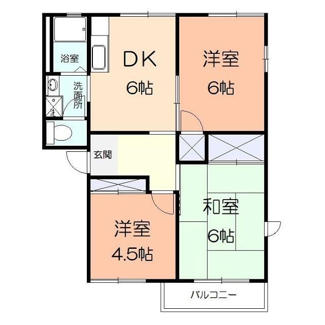 鈴木ハイツB(3DK/2階)の間取り写真