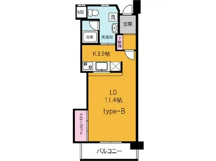 パーマナント洞峰2(1K/5階)の間取り写真