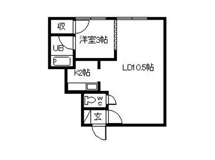 イヴィーサAB棟(1LDK/1階)の間取り写真