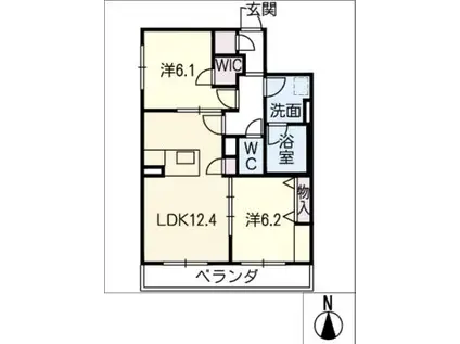グルモール II(2LDK/2階)の間取り写真