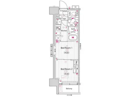 ガーラ・ヴィスタ水天宮前(2K/6階)の間取り写真