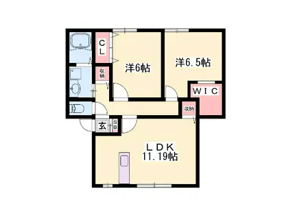 グランドソレイユ(2LDK/1階)の間取り写真