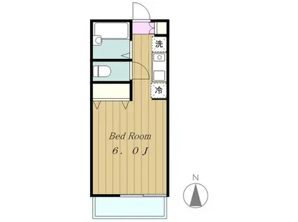 ニューパレス北里I(1K/2階)の間取り写真