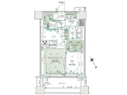 イニシア横浜桜木町(1LDK/8階)の間取り写真