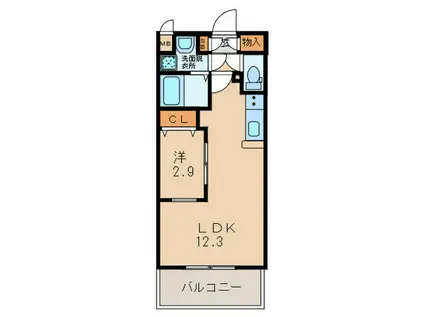 リュシオールレジデンス(1LDK/7階)の間取り写真