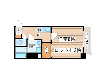 榴岡レジデンス壱番館(1K/8階)の間取り写真