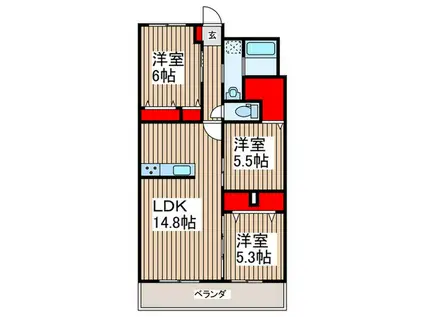 PJ TREE NEST(3LDK/6階)の間取り写真