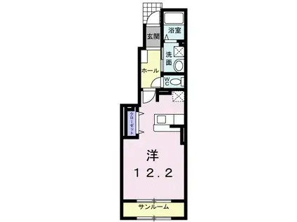 グリーンリーフ小山A(ワンルーム/1階)の間取り写真