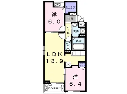 プレステージ(2LDK/2階)の間取り写真