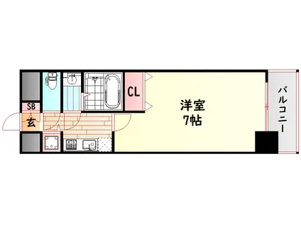 スワンズシティ難波ノーブル(1K/9階)の間取り写真