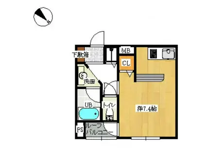 アフルエンス(ワンルーム/3階)の間取り写真