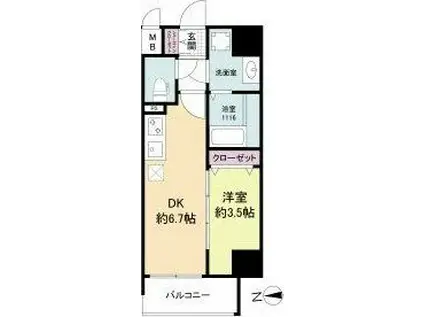 ソルテラス本庄西クレアスト(1DK/4階)の間取り写真