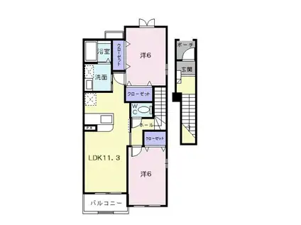 セレノI(2LDK/2階)の間取り写真