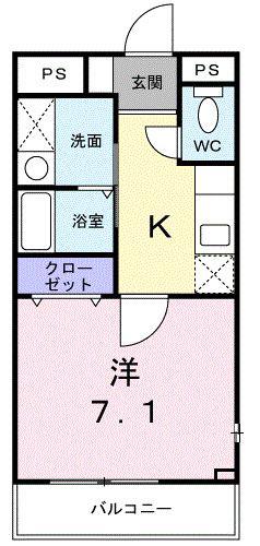 アルトピアーノII(1K/1階)の間取り写真